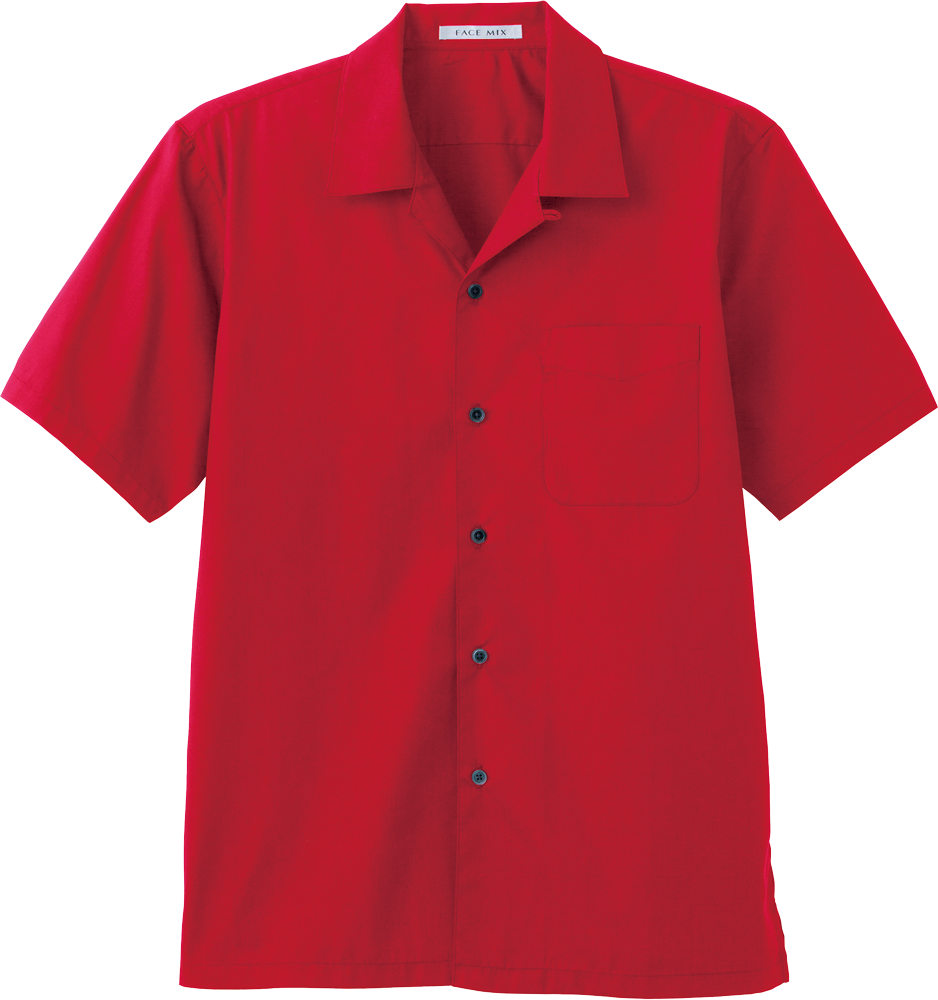 【ブロードオープンカラー半袖シャツ｜FB4529U｜ボンマックス】開襟シャツ、男女兼用、5色展開 レッド（3）