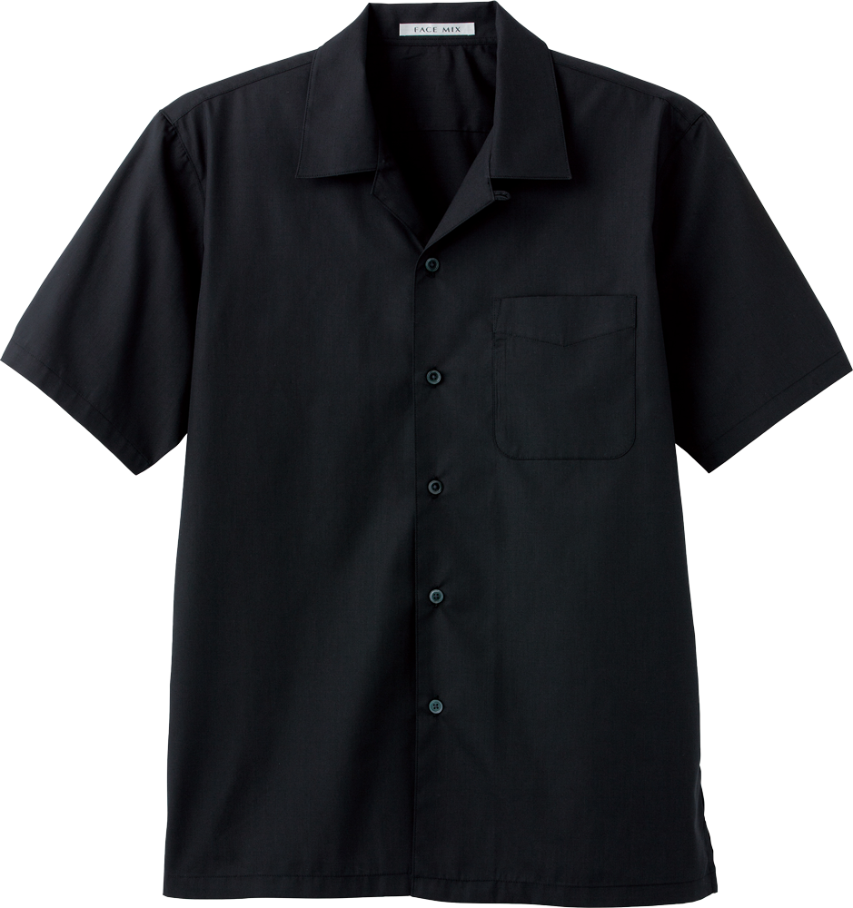 【ブロードオープンカラー半袖シャツ｜FB4529U｜ボンマックス】開襟シャツ、男女兼用、5色展開 ブラック（16）